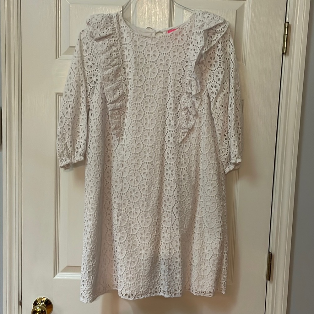 Lilly Pulitzer Women’s White Eyelet Long Sleeve Dress Size Large